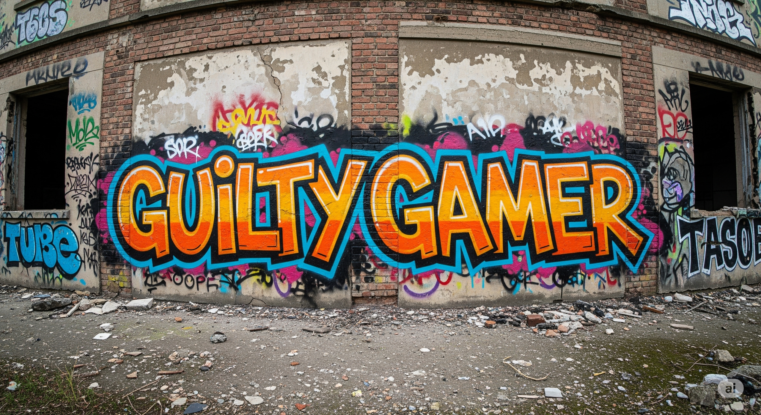 Guilty Gamer in the style of graffiti made with Gemini AI
