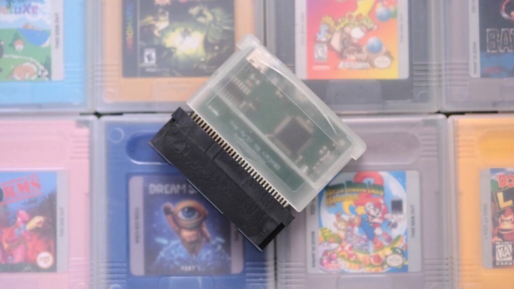 GBxCart RW on top of Game Boy carts
