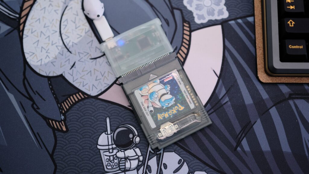 Custom Pokemon cart inside GBxCart RW connected over USB