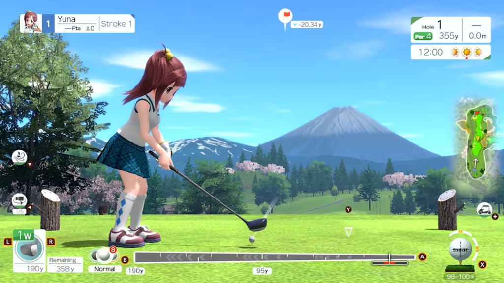 Everybody's Golf: Hot Shots gameplay screenshot showing golfer golfing