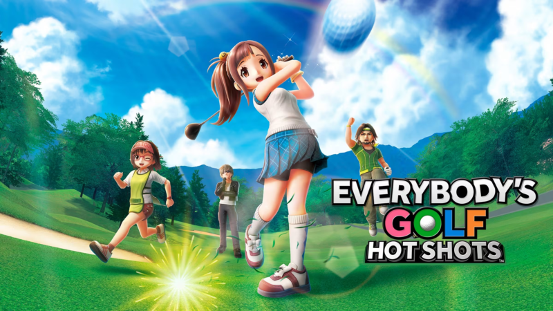 Everybody's Golf Hot Shots image showing characters golfing with game name in text