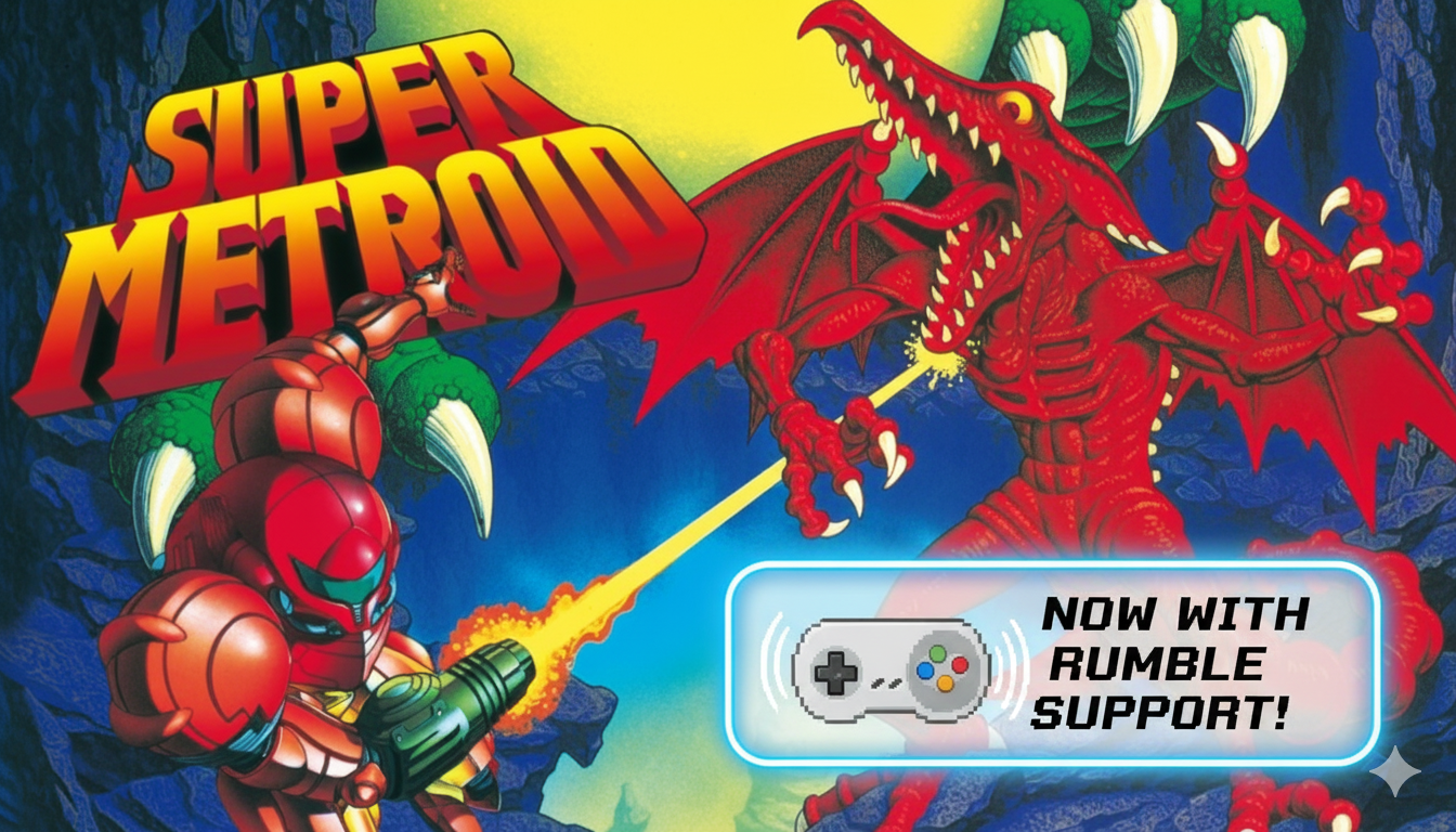 Super Metroid artwork with Gemini edit to add text on top