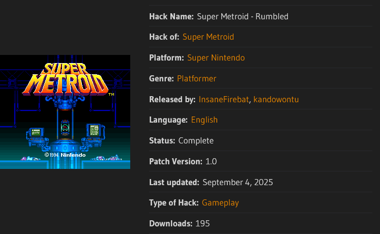 Super Metroid - Rumbled screenshot from ROMHackPlaza