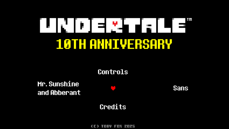 Screenshot of Undertale browser game showing start screen