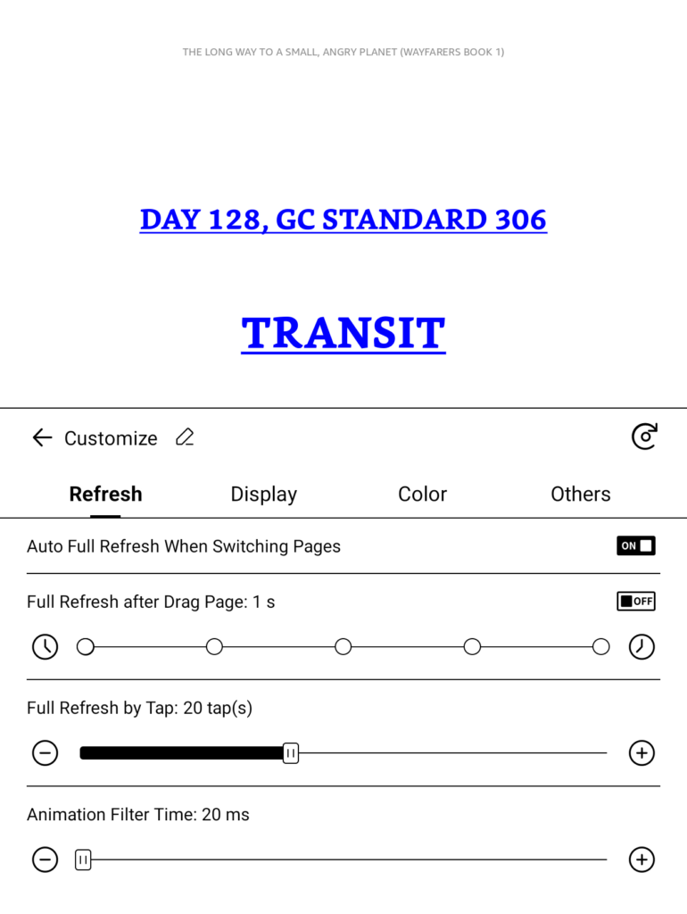 Boox Go 7 app customization Refresh menu