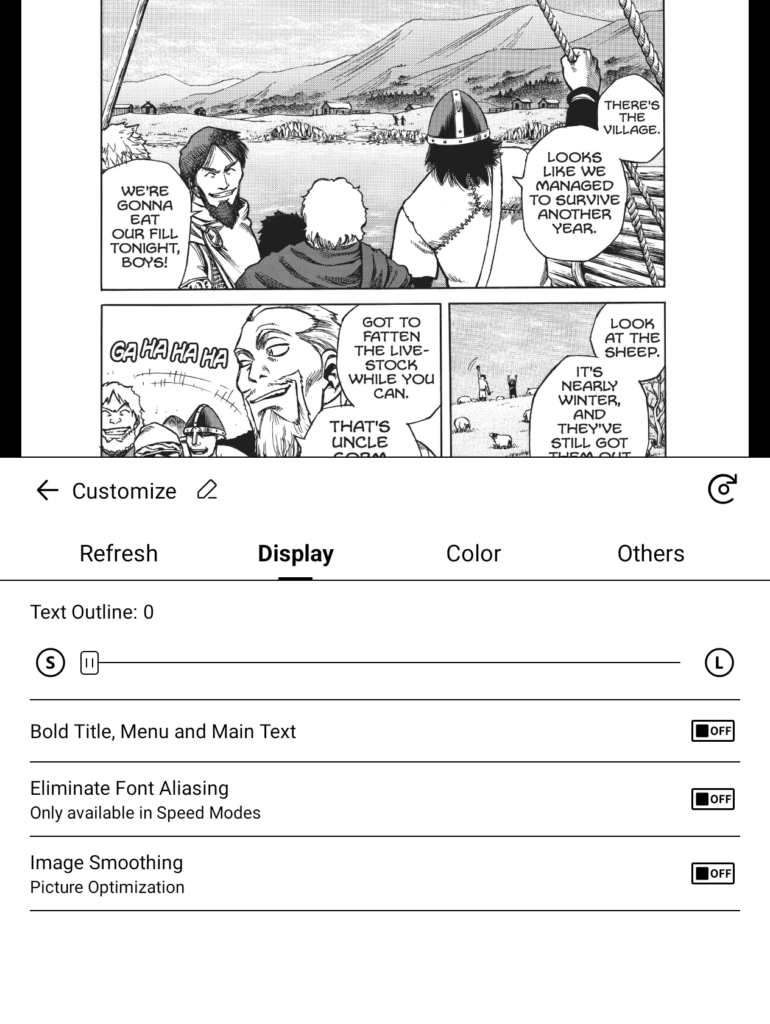Boox Go 7 customize menu display tab