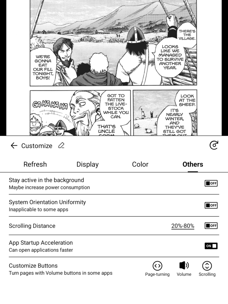 Boox Go 7 customize menu Others tab