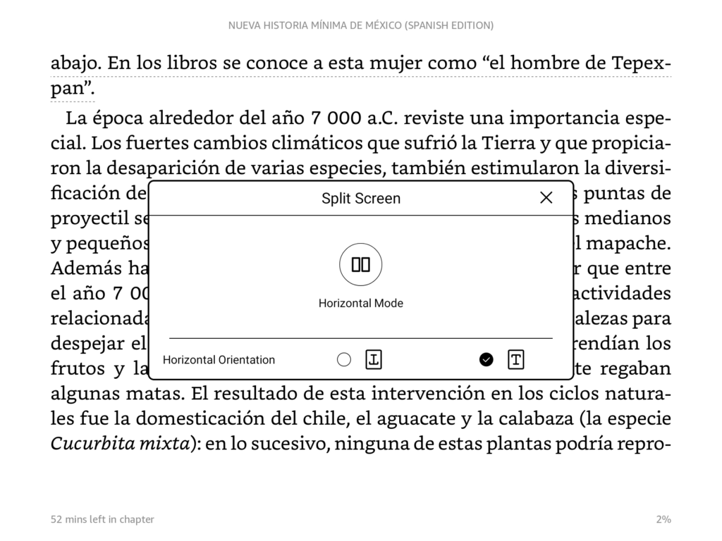 Boox Nova Air C Split Screen orientation selection