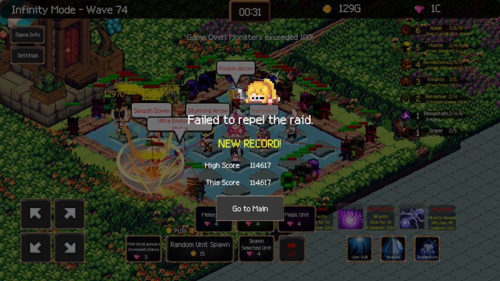 Hero 2048 game over screen