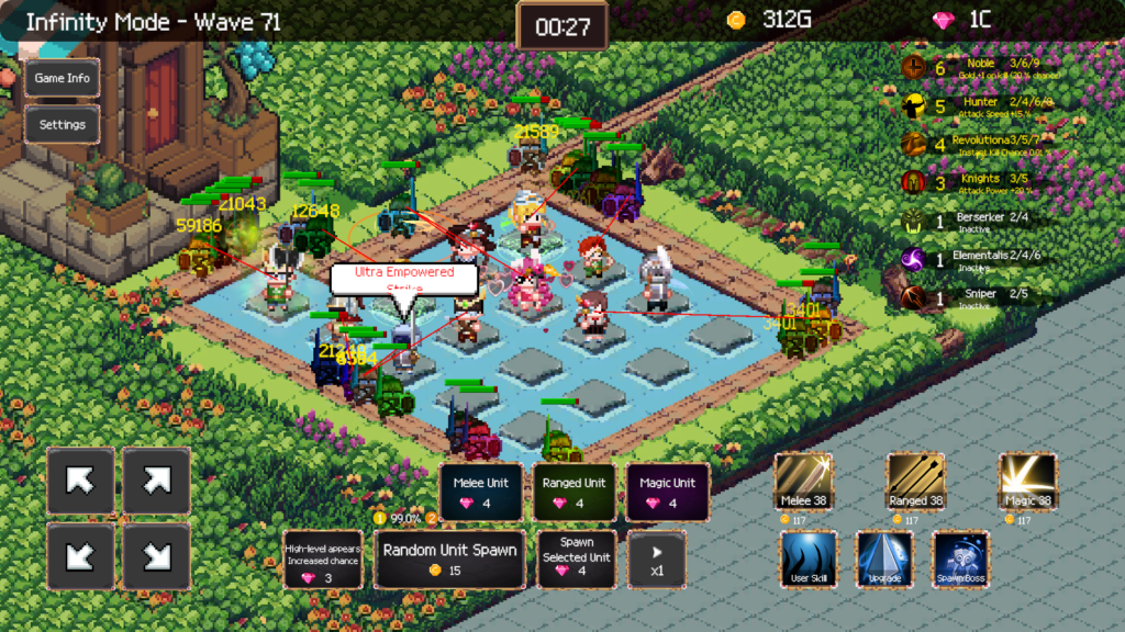 Hero 2048 late game with lots of on-screen enemies