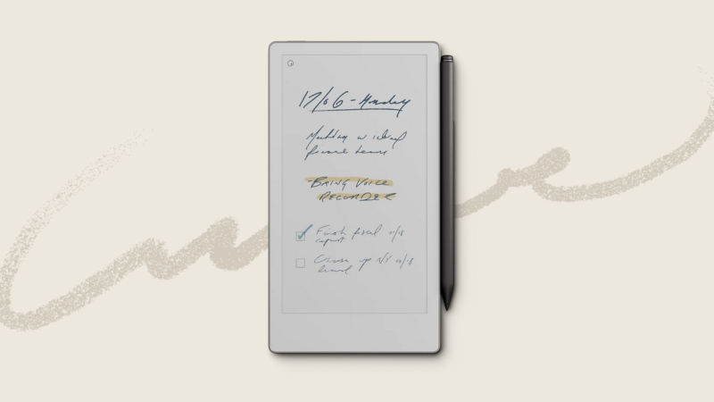 reMarkable Paper Pro move on tan background showing color screen