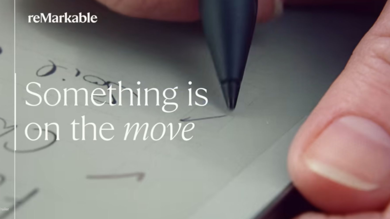 screen capture of youtube video from remarkable showing the paper pro move