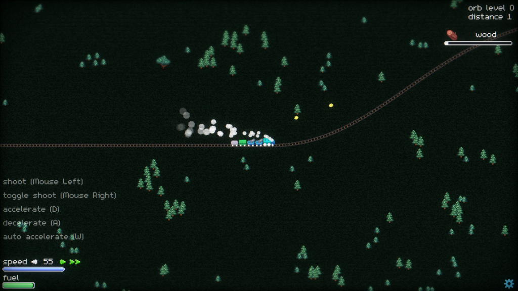 Trainatic forest map with train, trees, and tracks