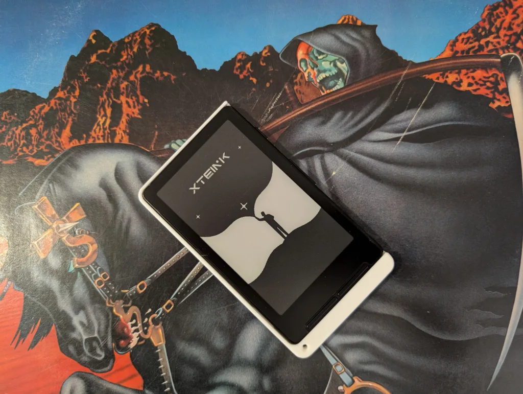 Xteink X4 in 3D-printed case with screen up