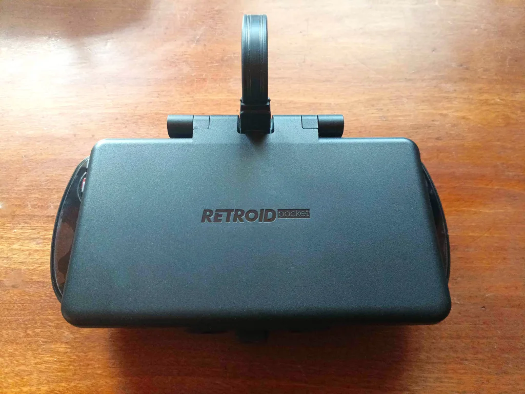 Top-down view of the Retroid Dual-Screen attachment with the lid closed.