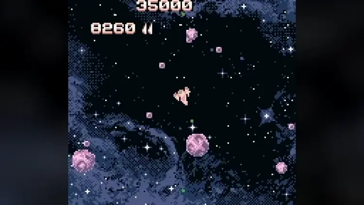 Atari ‘90s Rewind Collection showing Asteroids gameplay with gif
