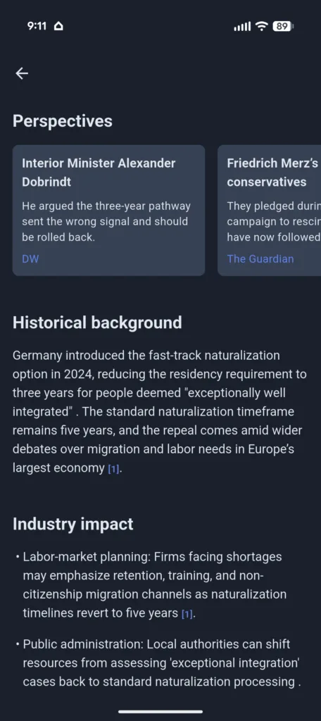 Kagi News app screenshot showing perspectives