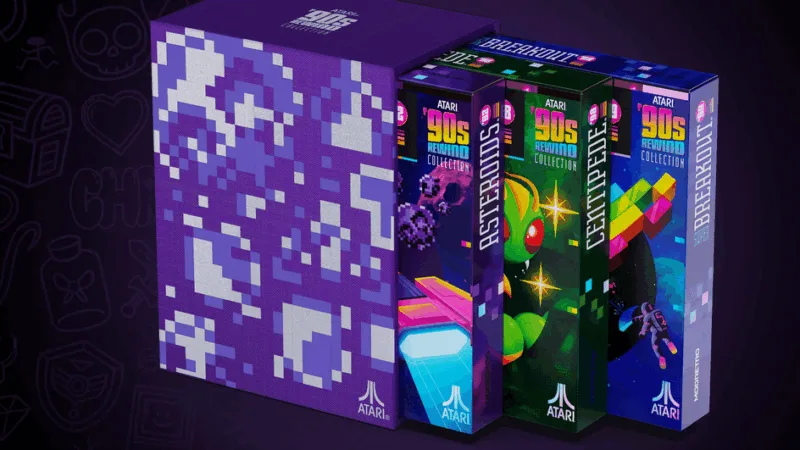 Modretro Atari Collection on purple background
