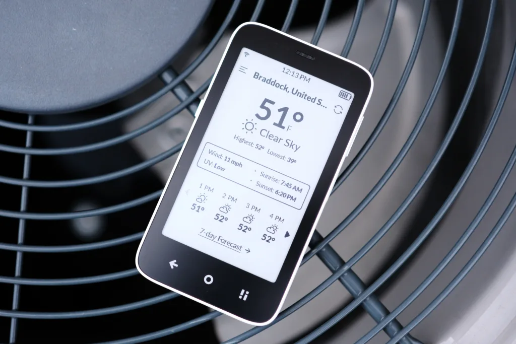 Mudita Kompakt laying on ac fan