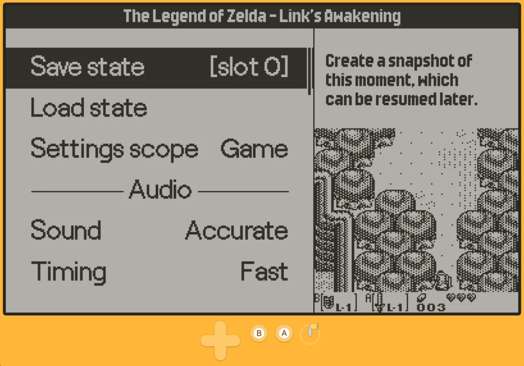 CrankBoy screenshot showing save state options