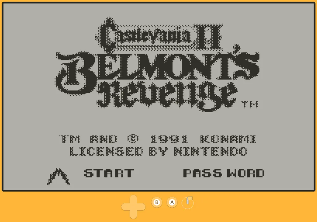 CrankBoy screenshot showing Castlevania