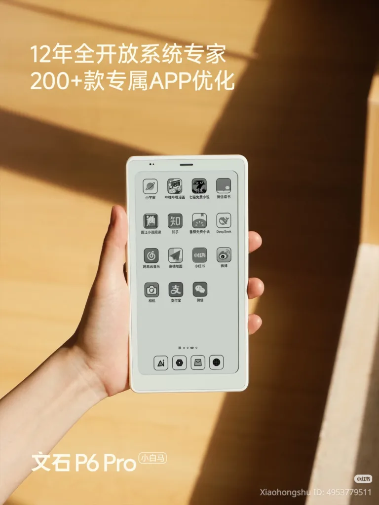 Boox P6 Pro black and white in white in hand