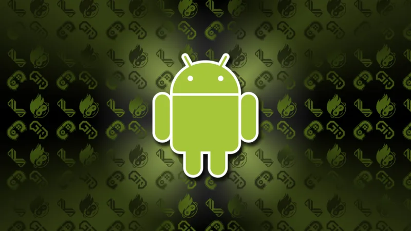 Android logo on mosaic of Mangmi, Ayaneo, GameMT, and MagicX logos