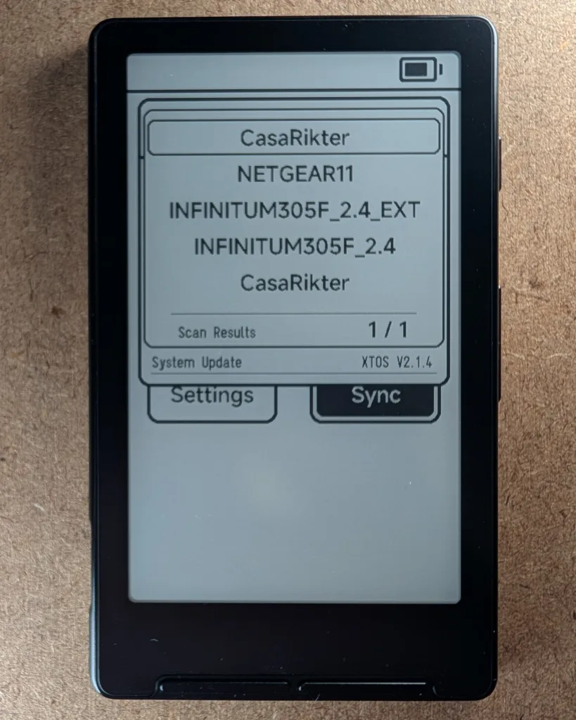 Xteink X4 Wi-Fi network selection
