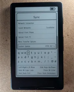 Xteink X4 Sync menu showing the System Update option