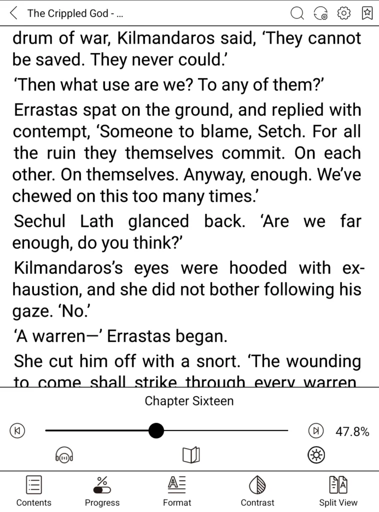 Bigme B6 Color xReader Progress menu