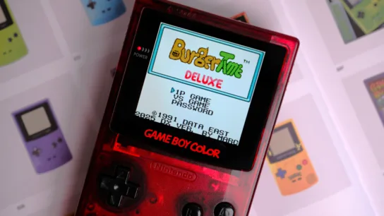 Burger Time Deluxe mod on modded Game boy Color screen