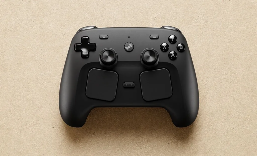 Steam Controller on tan bckground
