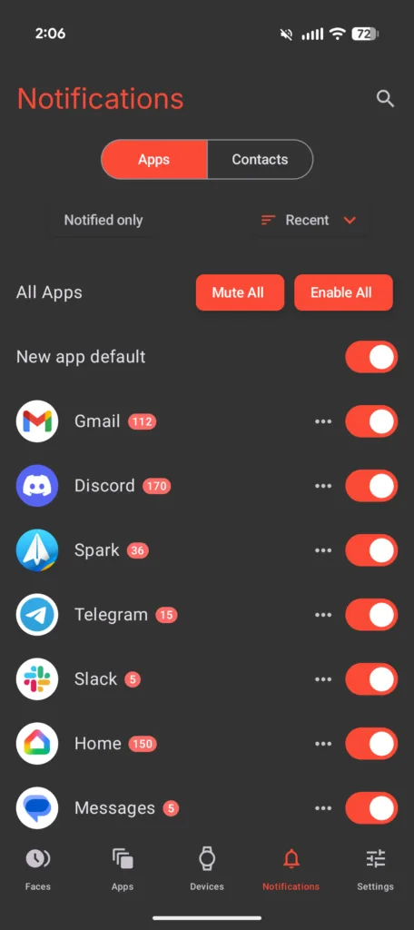 Pebble 2 Duo screenshot showing notifications