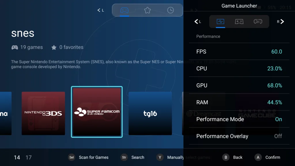 Mangmi game launcher performance tab