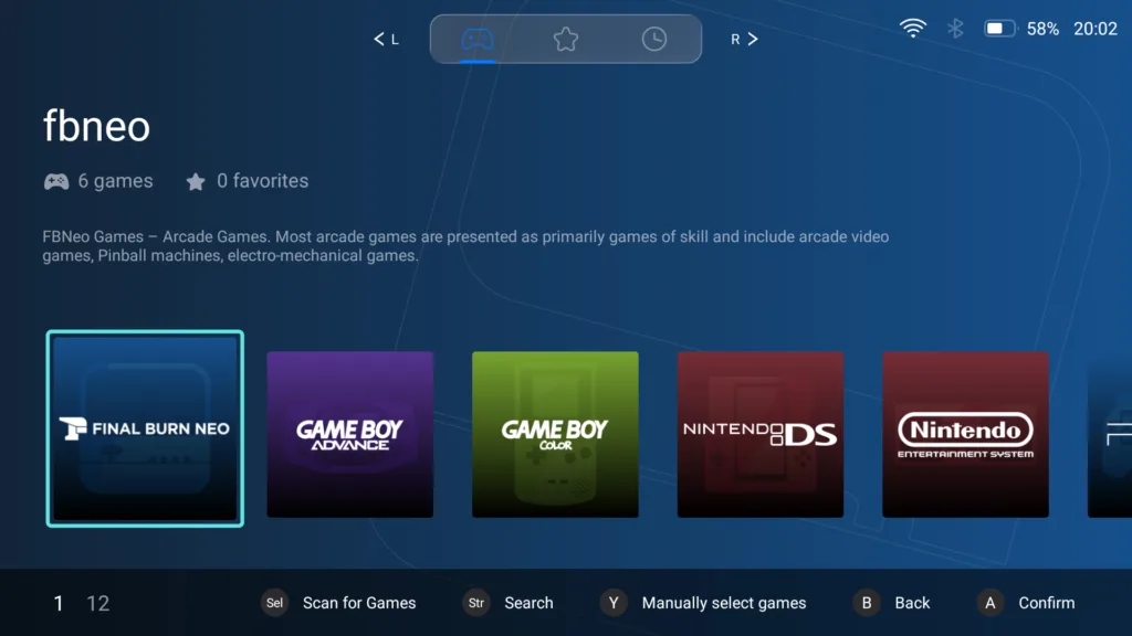 Mangmi game launcher main screen
