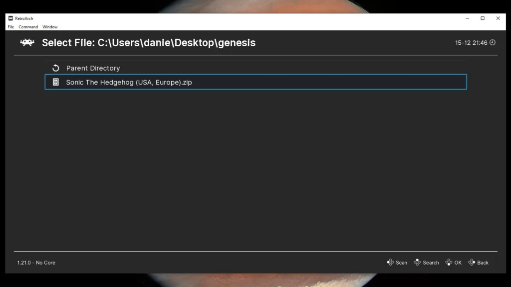 RetroArch Select File menu