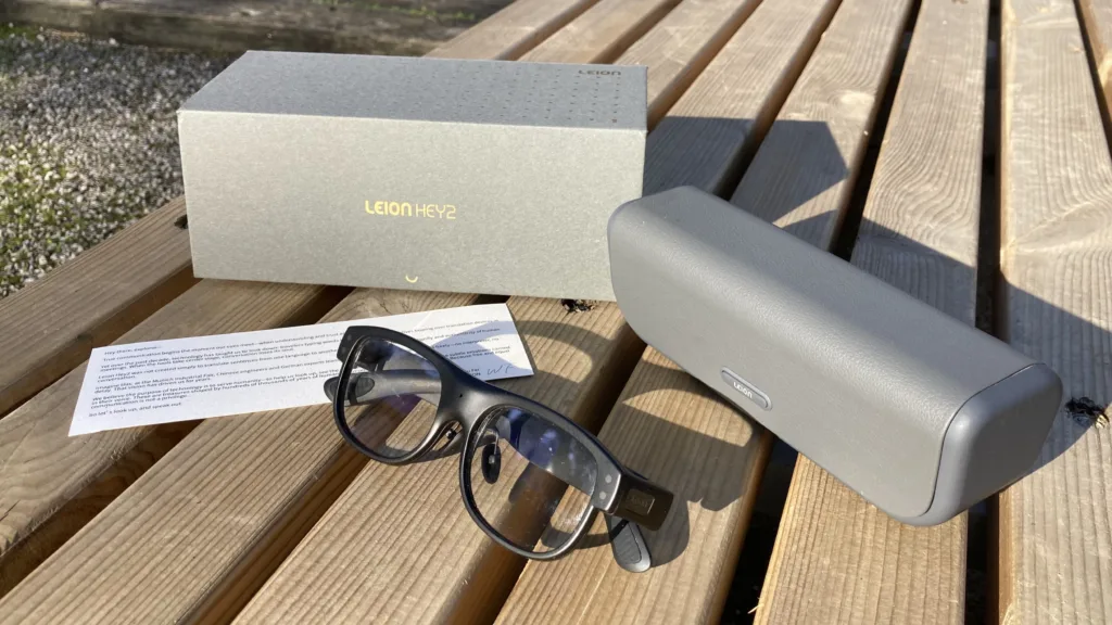 Leion Hey2 Translation Glasses with everything that comes in the box