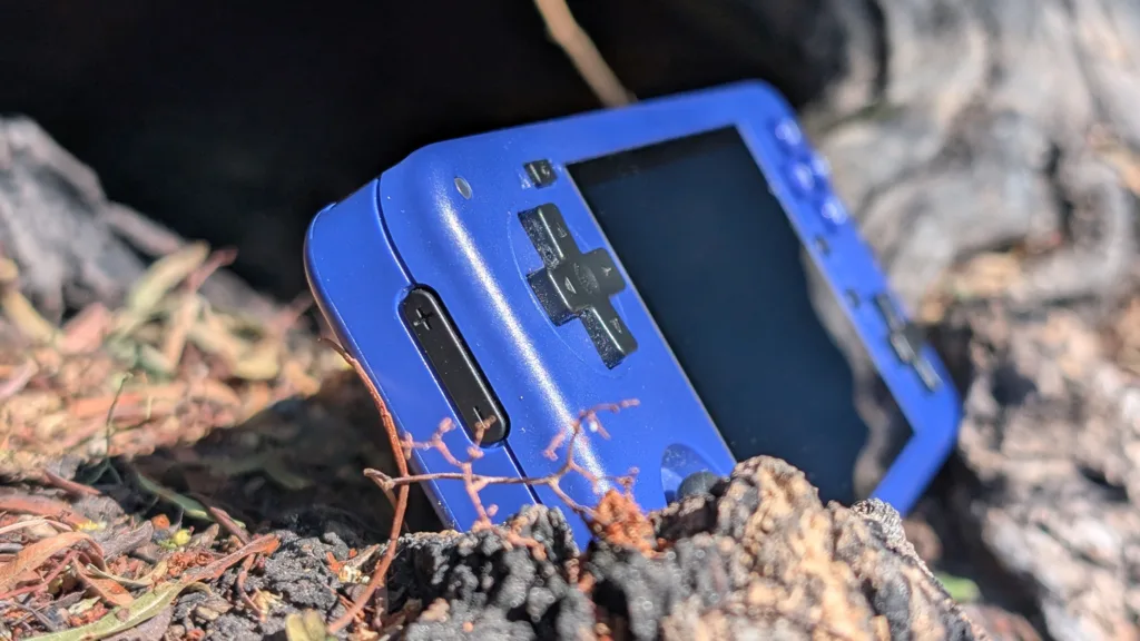 left edge of blue MagicX One 35 sitting on tree