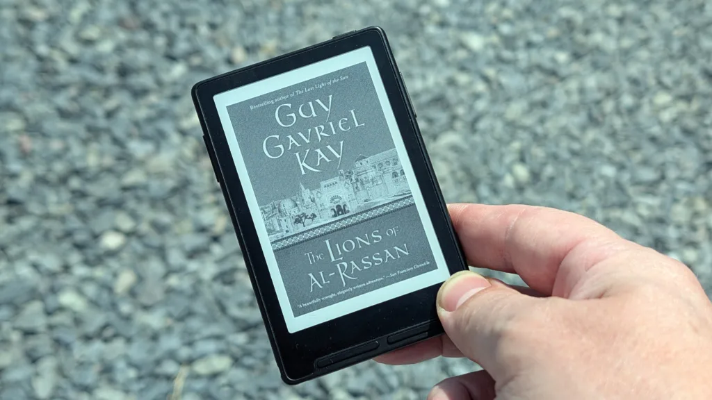 Xteink X3 sleep screen showing book cover with gravel background