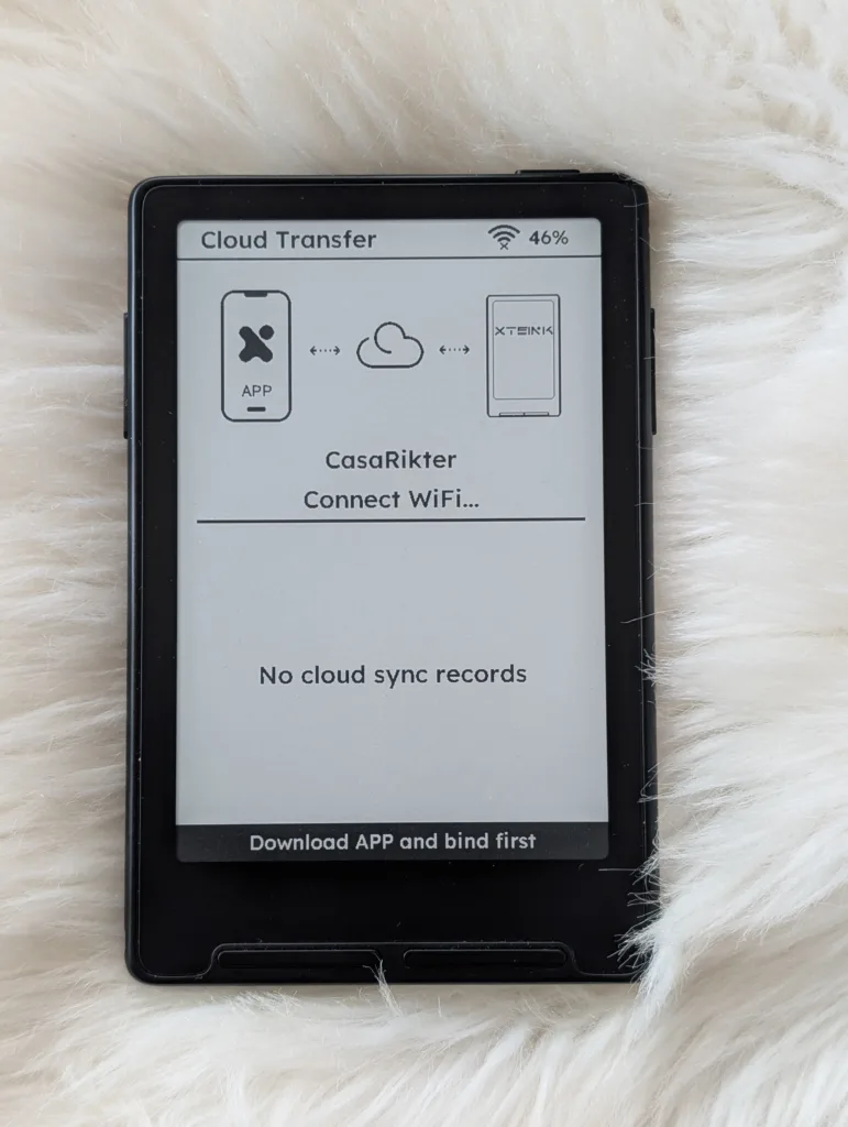 Xteink X3 Cloud Transfer menu