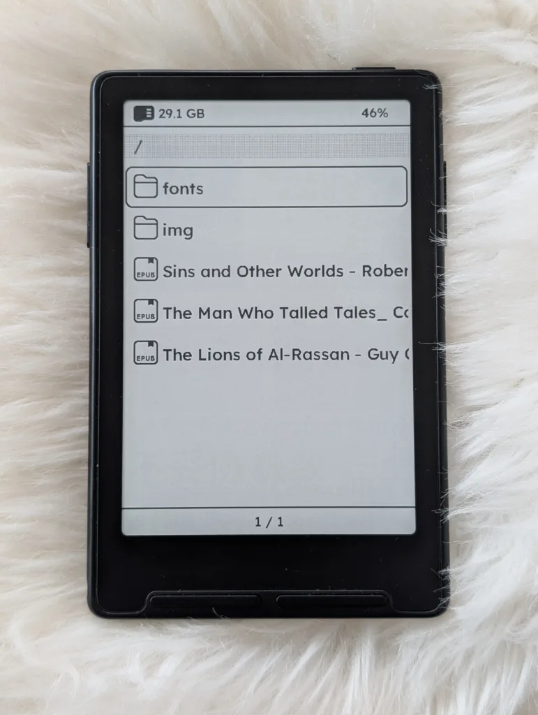 Xteink X3 Folder menu